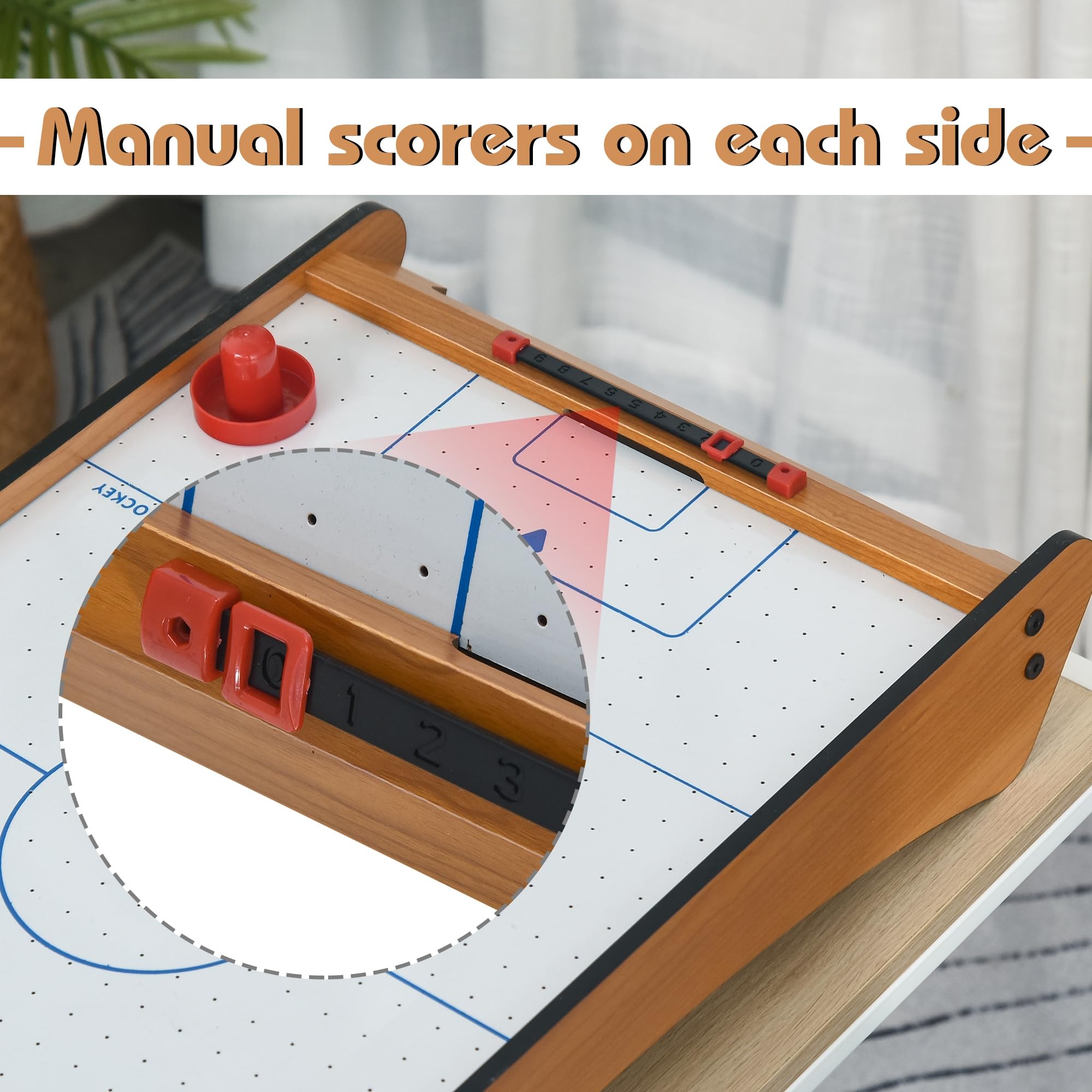 HOMCOM Table Hockey air Portable 2,5FT, Bois, pour Enfants/Adultes