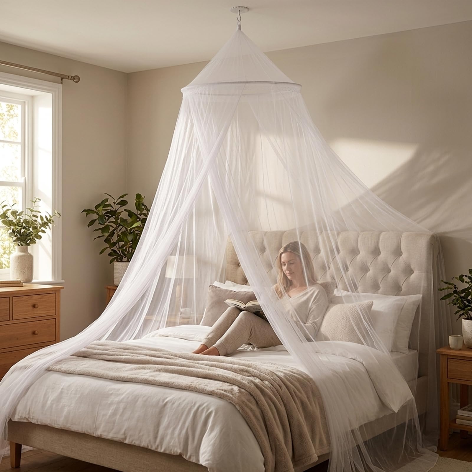 Bed Canopy, Mosquito Net for Bed, Double Bed Canopy Frame Design, 250 cm x 60 cm x 1050 cm Dimensions — view 5