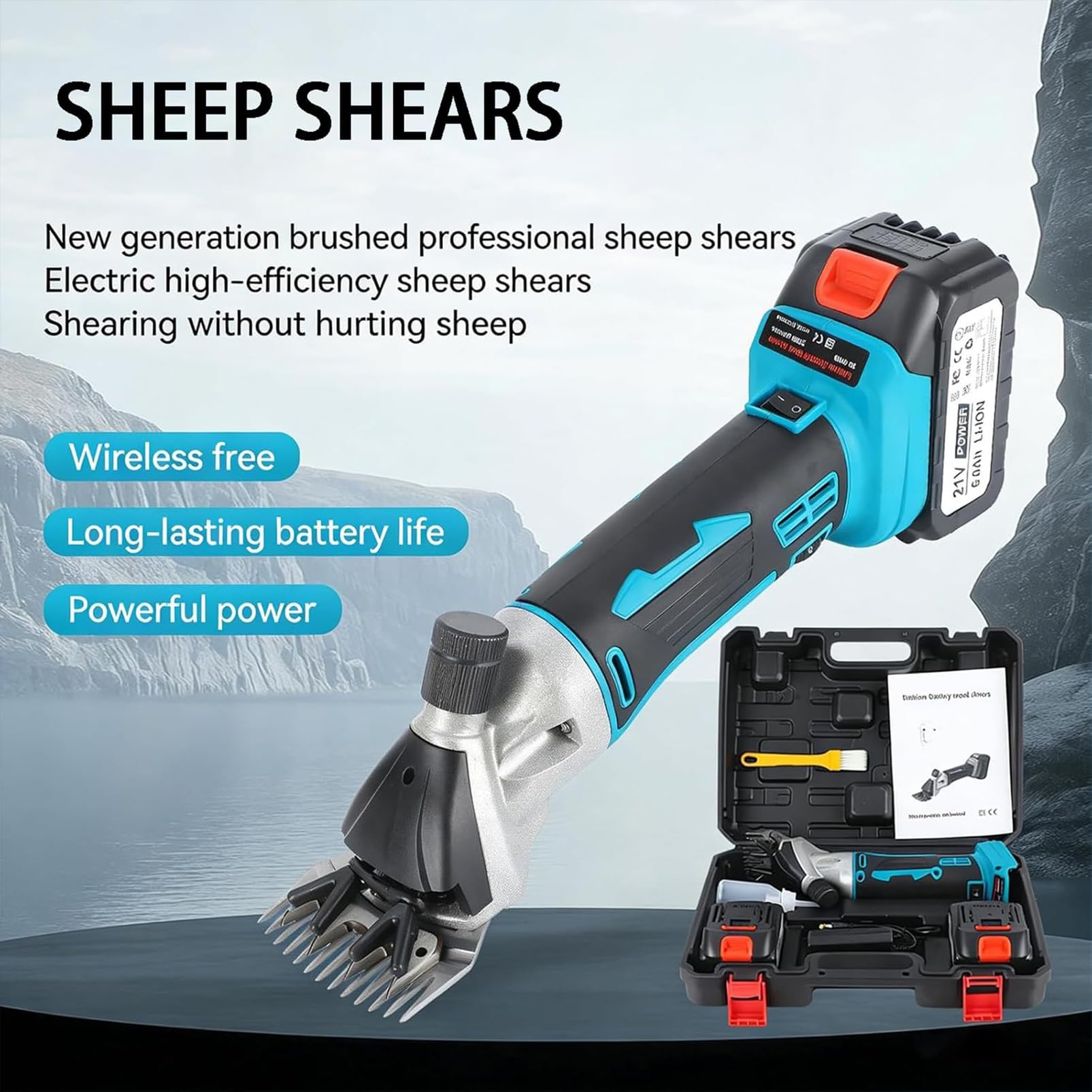 Tijeras for Ovejas Inalámbricas de 2300 Rpm: Esquiladoras Eléctricas con Motor Sin Escobillas de 850 W, 6 Velocidades, Hoja de 13 Dientes y 2 Baterías for Ovejas y Cabras(9-teeth)