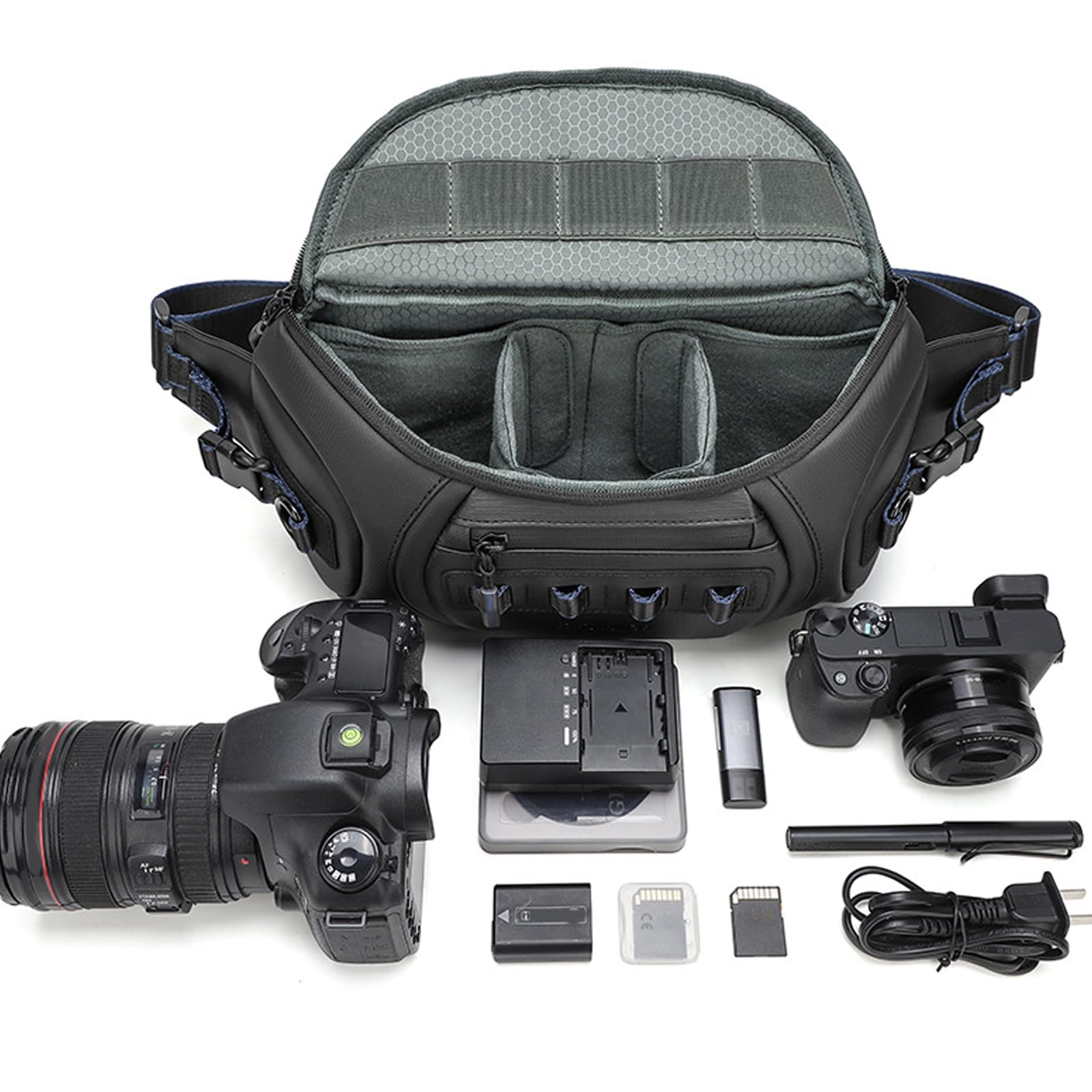Multi strato DSLR Camera petto Bag Spazioso Interno Ergonomico Spalla Pack con Cinghia Adjsutable Crossbody Bag Camera Chest
