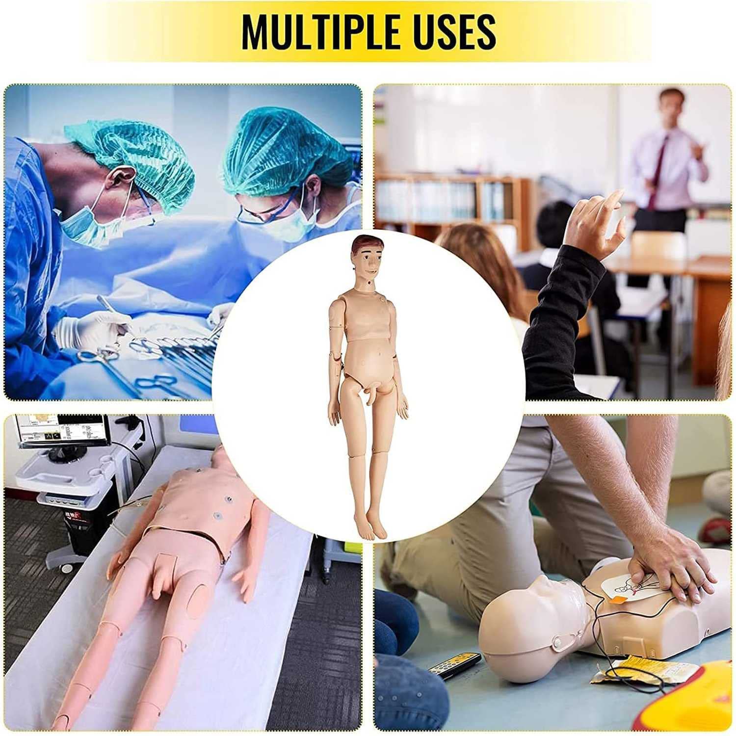 Multifunktionale Trainingspuppe für Pflegefähigkeiten, austauschbarer Patientenpflegesimulator für Männer und Frauen für Lehr- und Bildungsbedarf, 170 cm