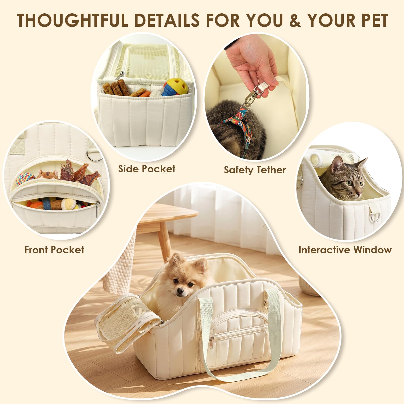 Wdmiya Sac de Transport pour Petit Chien et Chat Jusqu'à 4 Kg