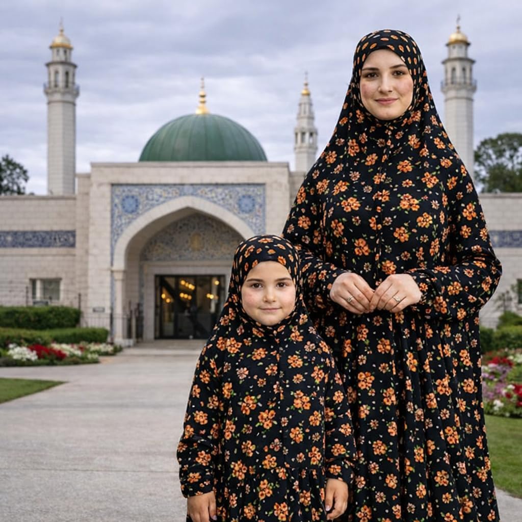 Women’s Prayer Dress – One-Piece, Lightweight, Beautiful Galaxy Design, Soft Fabric, Easy to Wear, Free size fits most, Mother & Child matching set.
