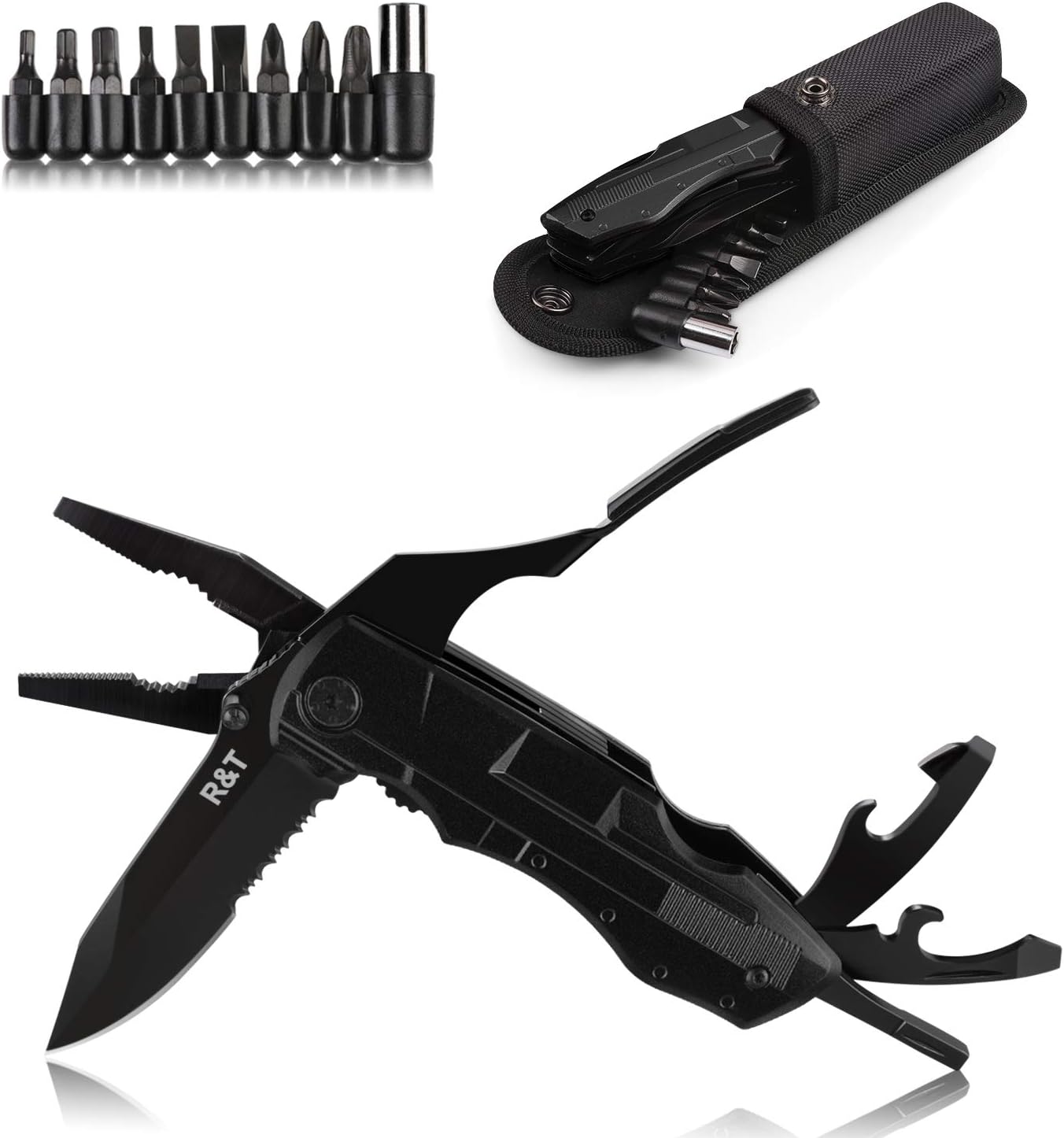 YHBX Multitool Plier Pocket Multitools - Multi Plier - Multi-Purpose Folding Pliers Tool with Durable Stainless Steel - with Nylon Sheath (Red)