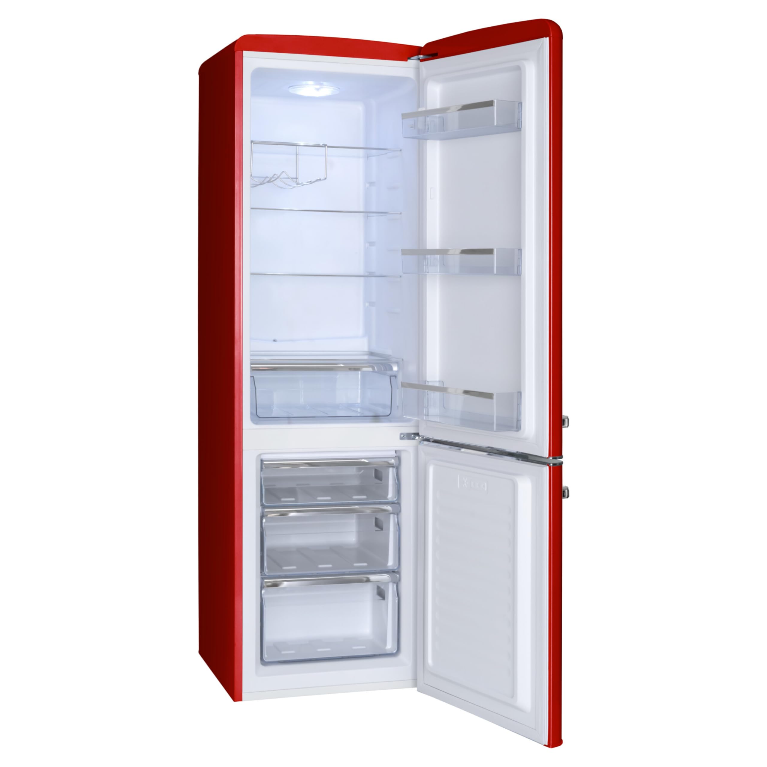 Amica Réfrigérateur combiné rétro 244 L 181 x 55 x 62 cm Rouge Éclairage LED