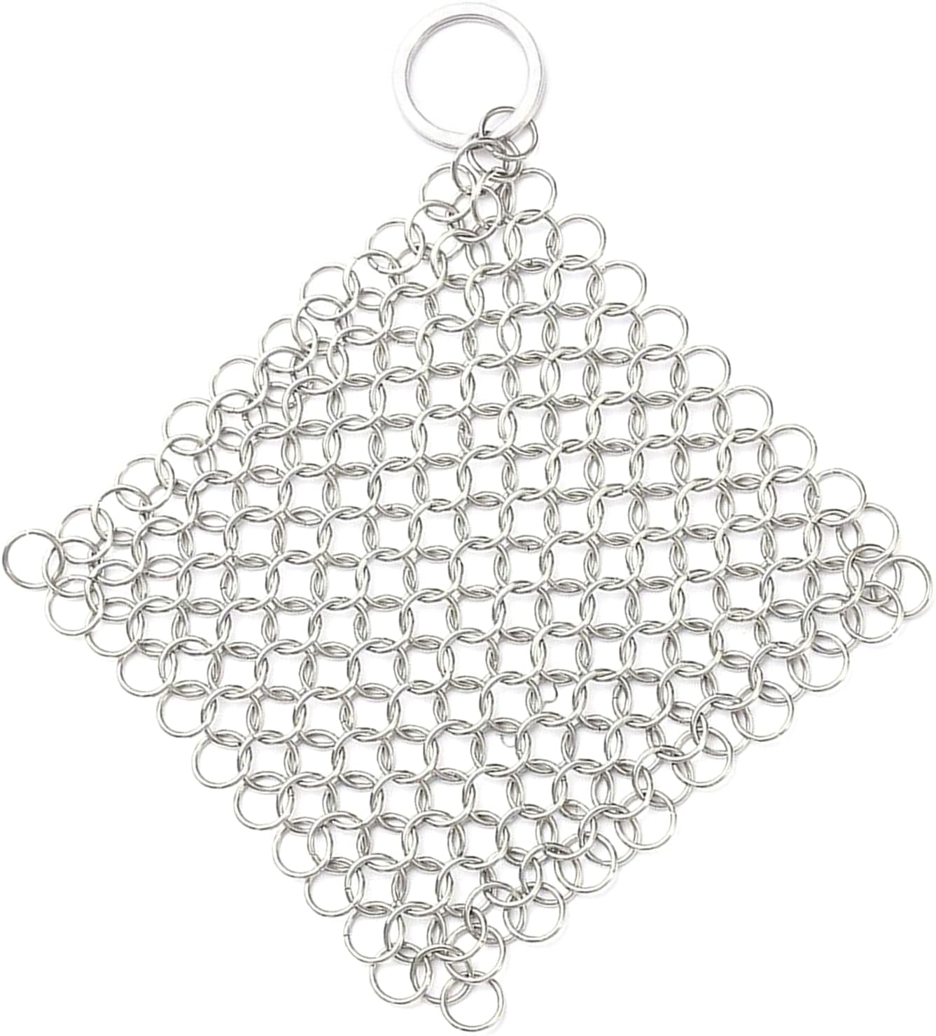 Kitchen Tool Stainless Steel Cleaner Chain Scrubber Pots Washing Net Rusts Removers for Daily Home, 8in, Round