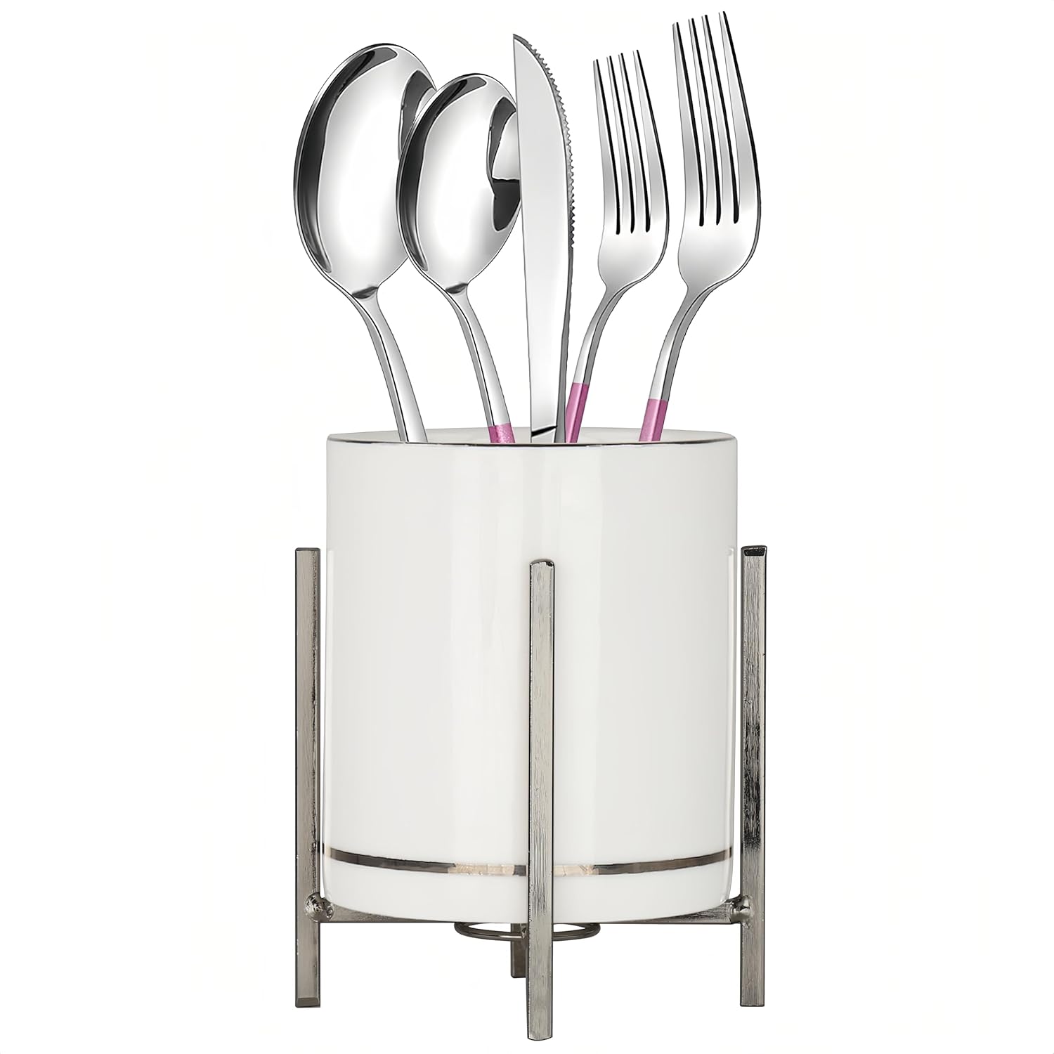 MONOSUGO Farmhouse Flatware Holder for Dinner Table Kitchen Holder for Serving Utensils Decorative Cutlery Utensil Holder for Kitchen