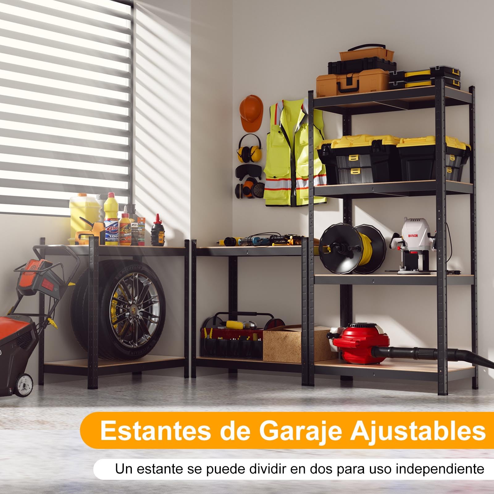 COSTWAY Estante de Almacenamiento para Garaje de Metal y MDF de 4 Niveles Estantería Pesado 80 x 40 x 160 cm Estante Servicio de Taller (Negro)