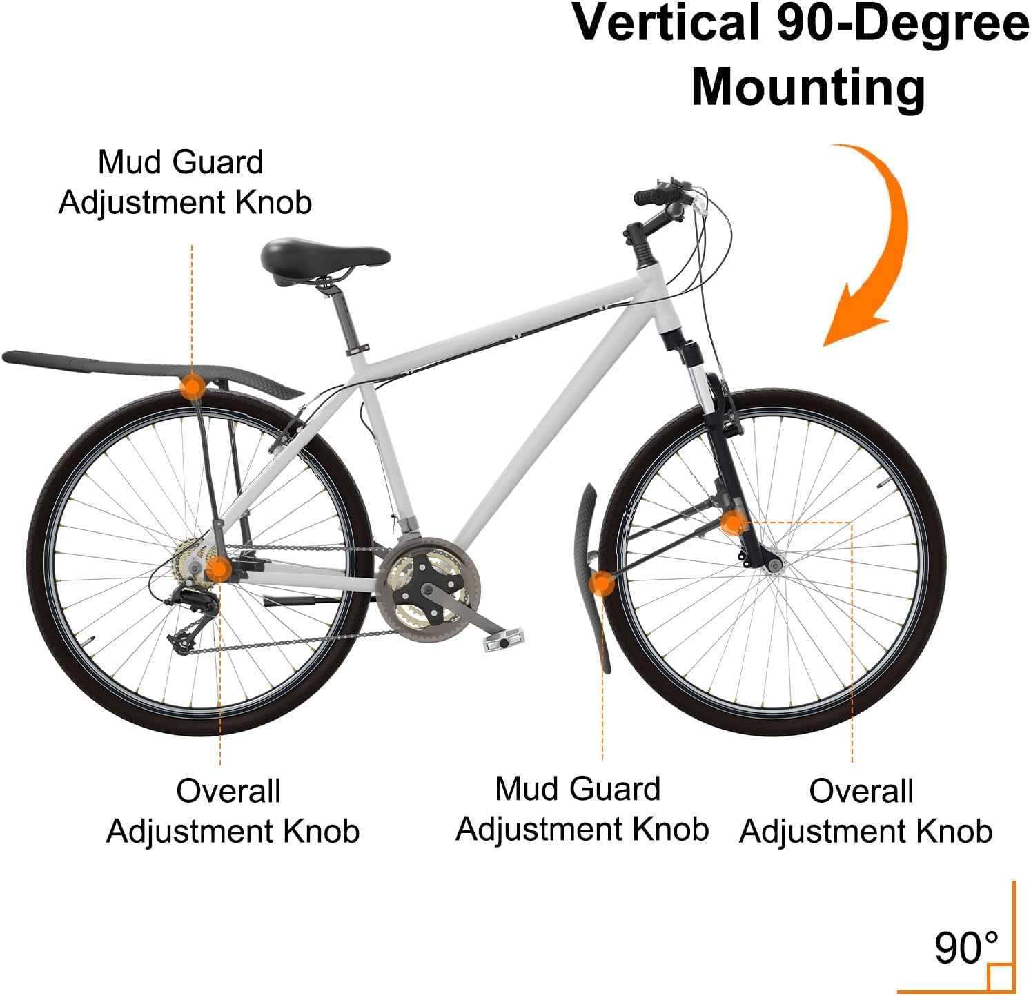 HARFINGTON Mountain Bike Mud Guard 700C Front & Rear Adjustable Quick Release Mud Guards Lightweight Fits with Zip Ties for MTB Road Bike, Black