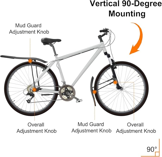 HARFINGTON Guardabarros MTB 700C Delantero Trasero Ajustable Negro miniatura 4
