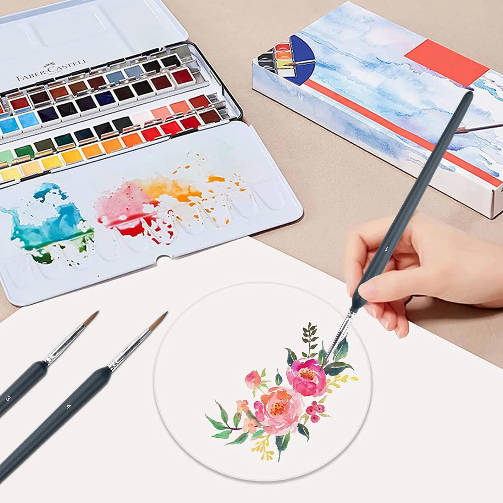 Pennelli per dipingere – pennelli miniature – 11 pennelli acquerello – set pennelli pittura – pennello eyeliner – adatti per pittura ad acquerello e olio – dettagli e creazioni artistiche