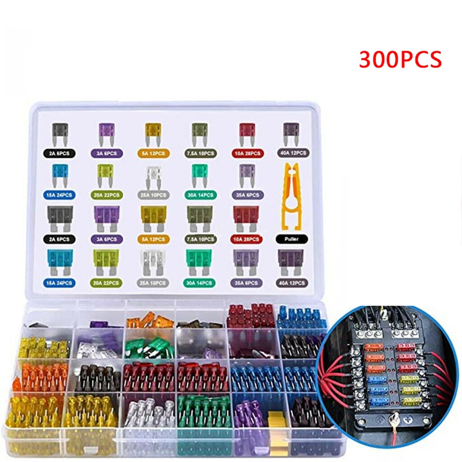 UK US AU Shipping 300pcs Car Blade Fuse Assortment Kit Small Medium Size Blade Set Truck Automotive Fuse 5/7/10/15/20/25/30A