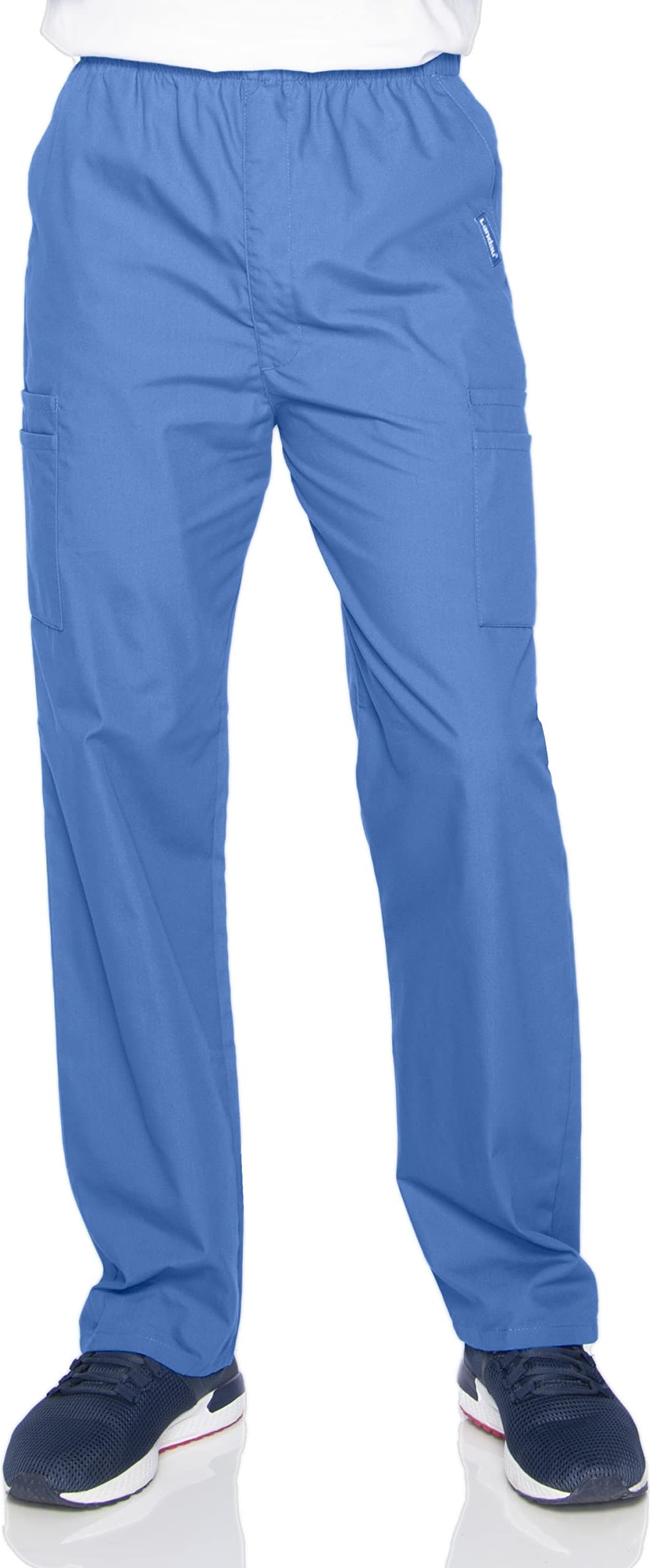 Essentials Relaxed Fit 7-Pocket Elastic Cargo Scrub Pants for Men 8555