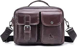 Borsa a Tracolla Business Borsa Quadrata Vintage in Pelle da Uomo Viaggi di Studio Per Affari Borsa Multifunzionale Tascabile Versione Orizzontale