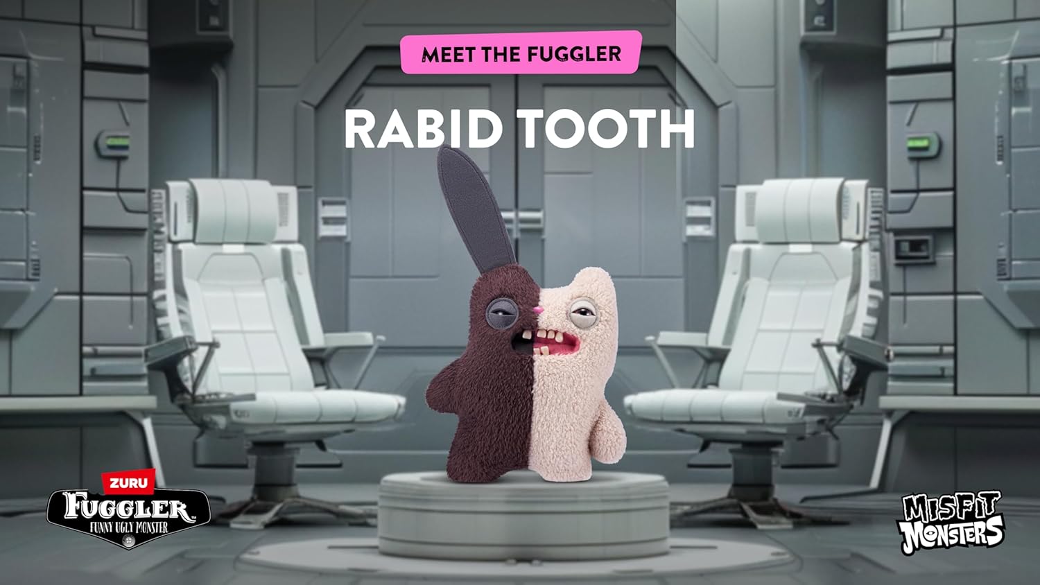 Fuggler Misfit Monsters Series 1 9" by ZURU Funny Ugly Monster Plush Toy (Rabid Tooth - Brown & Beige)