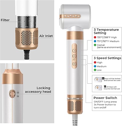 Miniatura 5 de Cepillo secador de pelo de 7 pulgadas en uno, varita rizadora de envoltura automática, secador de pelo iónico negativo de alta velocidad de 110,000