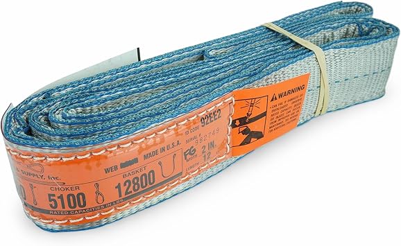 Chenango Supply Eye & Eye 2 Ply Rigging DD Slings | USA-Made, Heavy Duty, Marine Flo Guard Polyester, for Lifting & Material Handling Multiple Sizes and Capacities