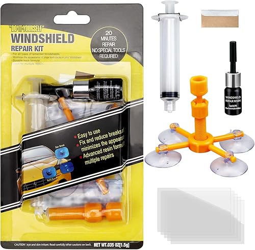 AZLIXLH Kit de reparación de parabrisas con jeringas de presión, para reparación de grietas de media luna, telarañas, daños en forma de estrella,