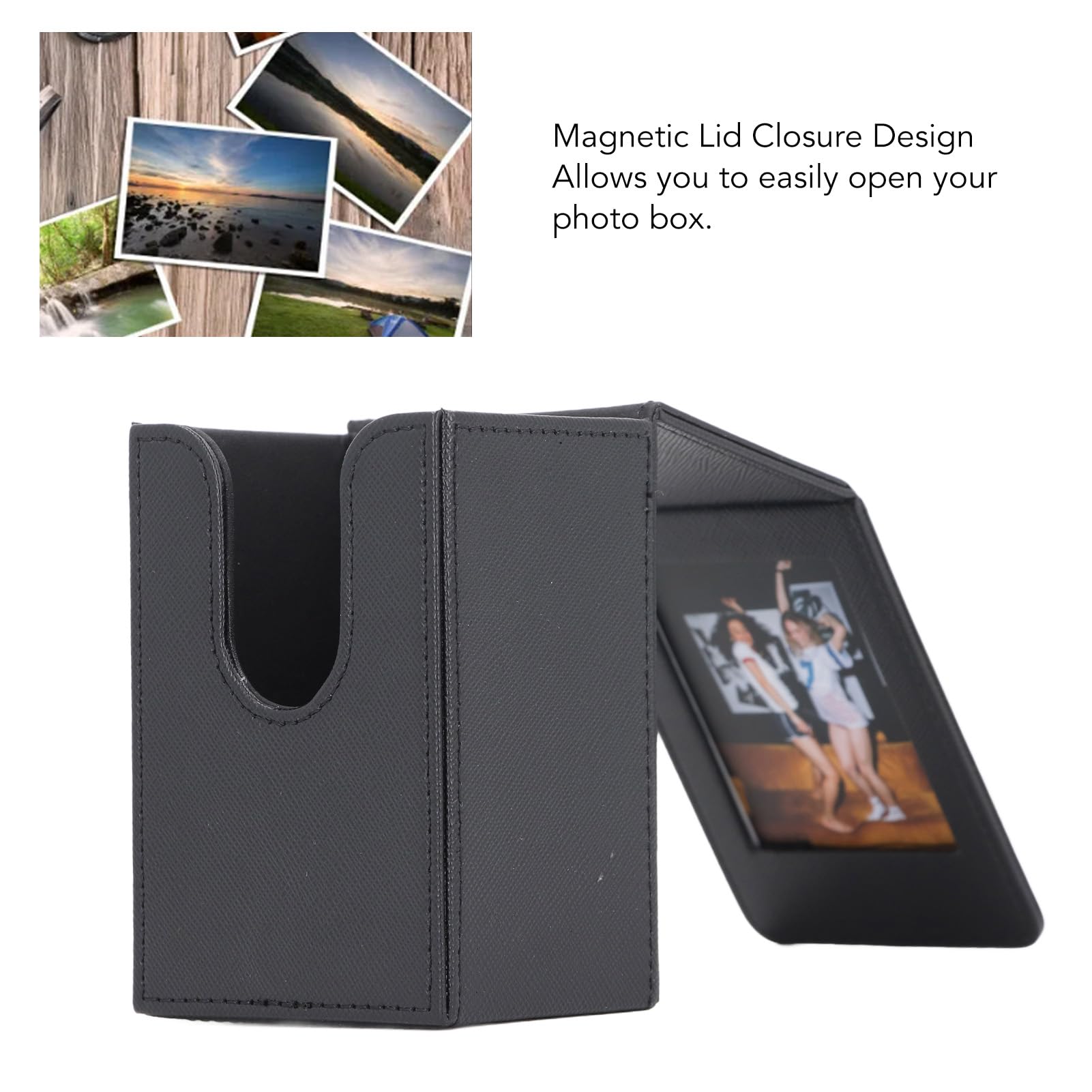 Akozon Picture Holder Storage Case PVC Large Capacity 3 Inch Photocard Storage Box Office Home Traveling Collection (Black)