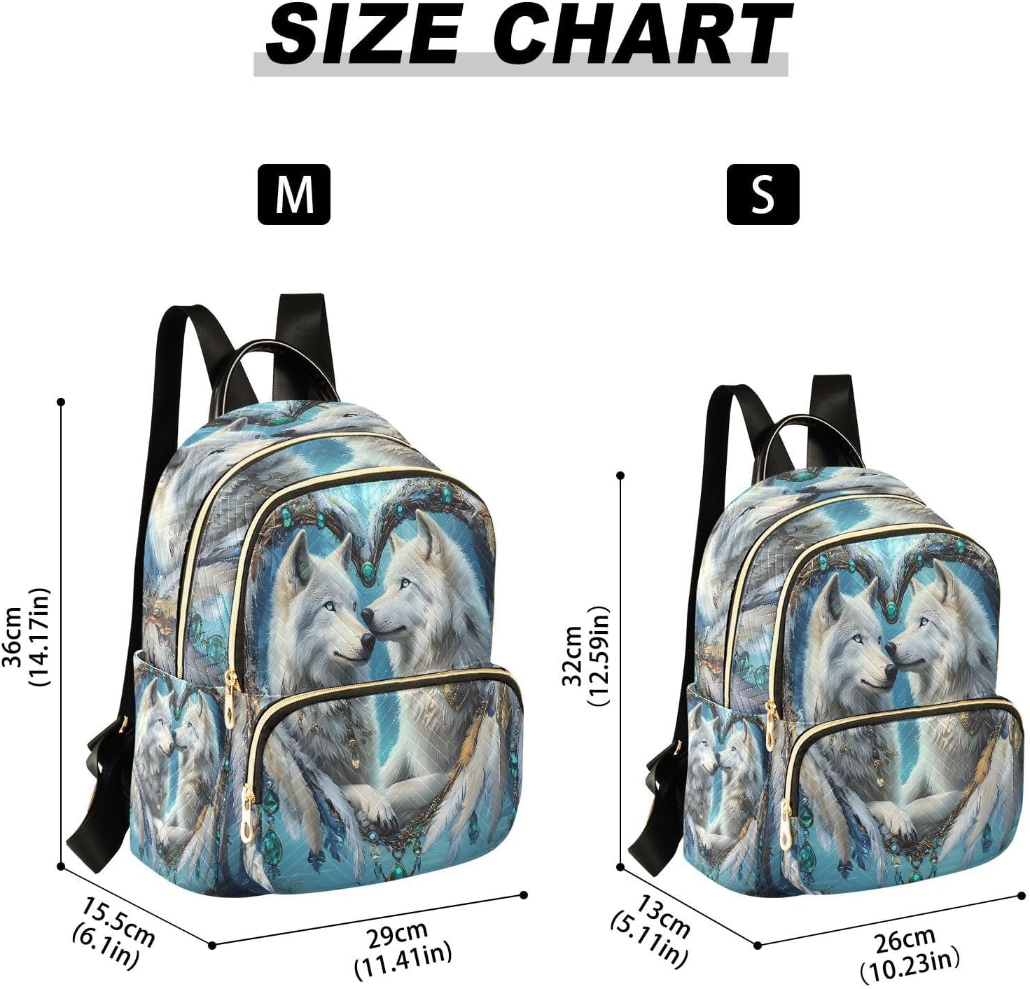 ALAZA Dreamcatcher White Wolf Mini Backpack Purse for Women Travel Bag Lightweight Shoulder Bag Fashion Daypack - Image 3