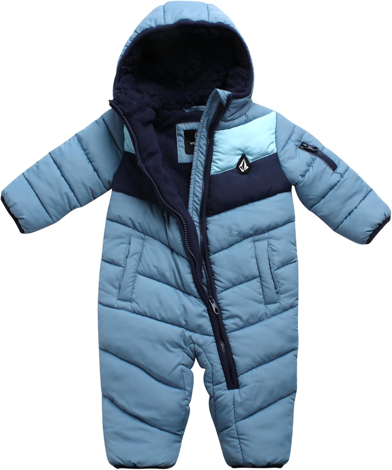 Volcom Boy Baby Snowsuit - Soft Fleece Lined Insulated Pram Infant Snowsuit with Sherpa Lined Hood - Baby Winter Clothes - Image 2