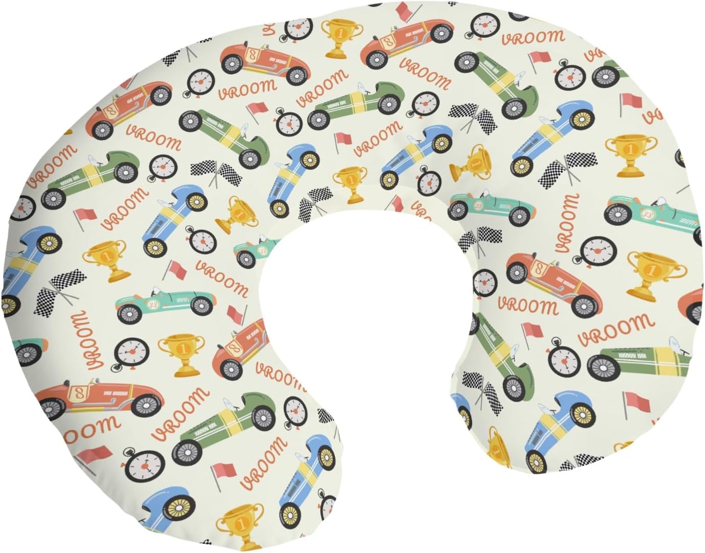Retro Racing Nursing Pillow Covers Race Car Vehicle Covers for Breastfeeding Pillows Colorful Racecars Soft Pillowcase for Boys Girls