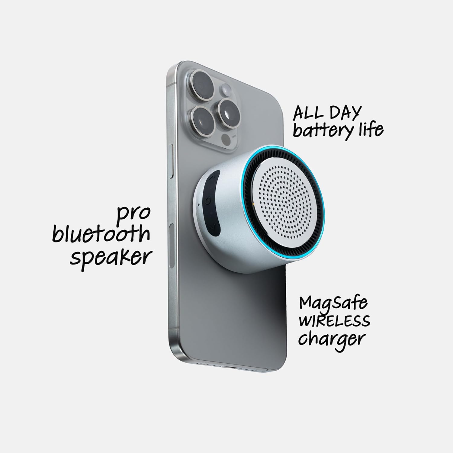 MagSound MagBeat Bluetooth Speaker with Magnetic Wireless Charger (Titanium), Portable Stereo Sync TWS, Booming Bass, Up to 10H, IPX7 Waterproof, Gift for Men - Image 6