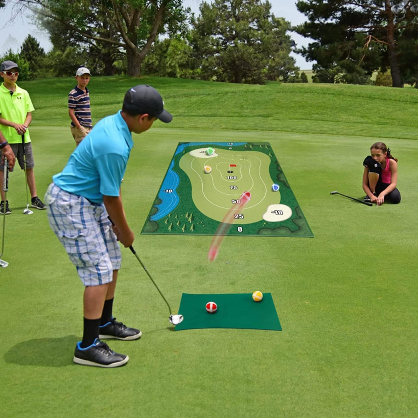 Set da Gioco di Golf Battle Royale Casual, Tappetino da Gioco per Scheggiare Il Golf, 20 Palline da Golf, per Adulti, Famiglie, Casa, Giardino E Ufficio,1.2 * 1.8m/3.9 * 5.9ft