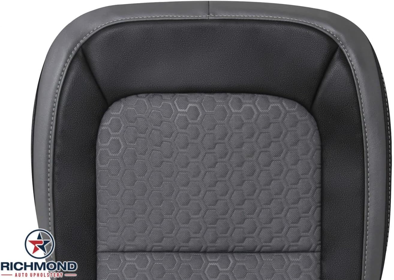 Richmond Auto Upholstery - Driver Side Bottom Compatible with 2015-2022 Chevy Colorado Z71 LT LS ZR2, Replacement Cloth Seat Cover, Black & Dark Gray