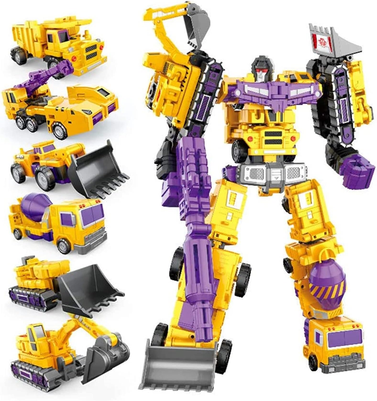 siyushop Deformation GT Devastator Engineering Car Combiner 6 in 1 Truck Constructicon KO Action Figure Gifts Toys(10.6Inch) (Yellow)