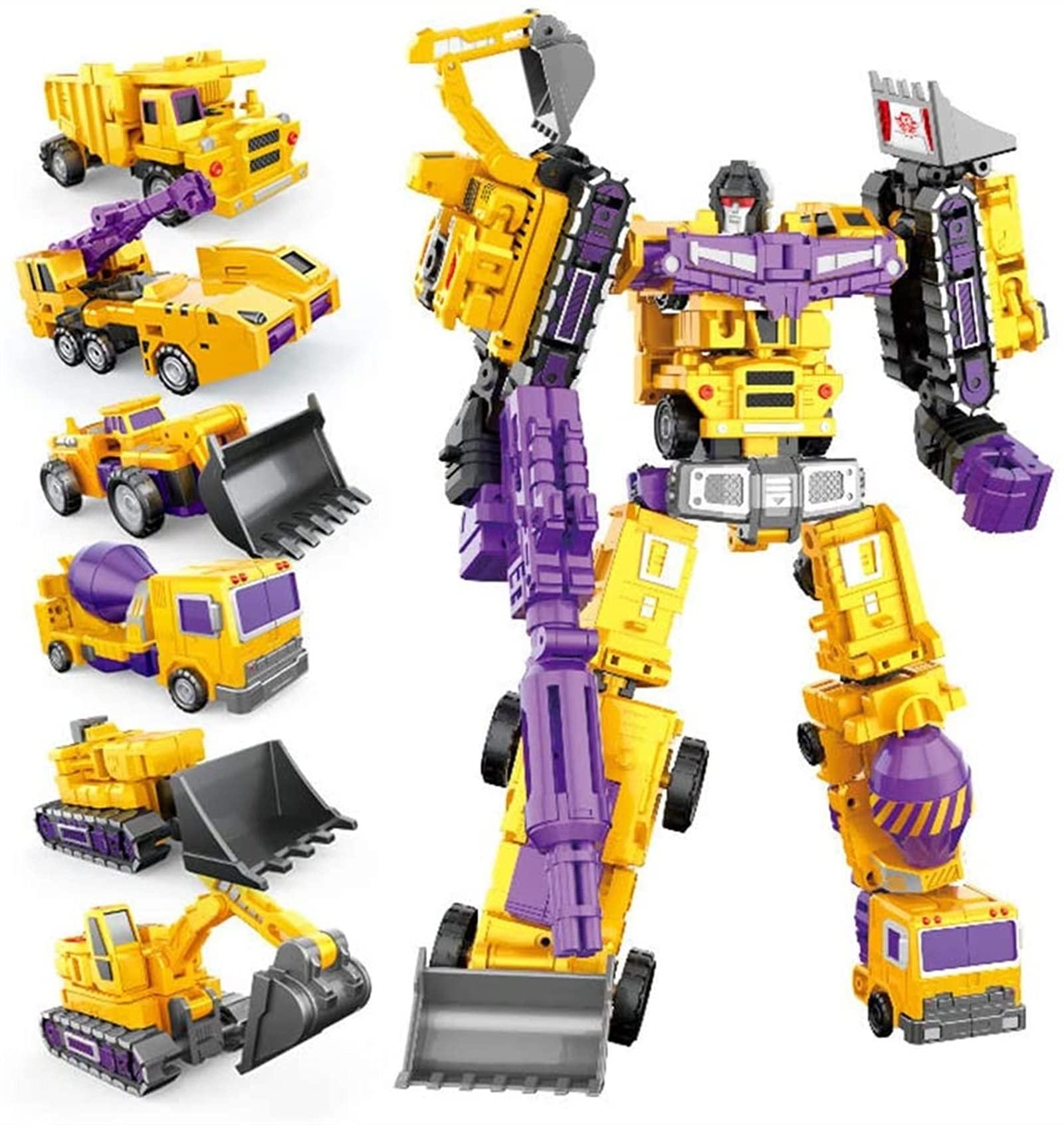 siyushop Deformation GT Devastator Engineering Car Combiner 6 in 1 Truck Constructicon KO Action Figure Gifts Toys(10.6Inch) (Yellow)