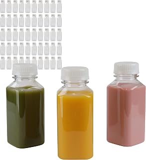 Small Plastic Juice Bottles with Caps - 100pk 8oz Mini Water Bottle Containers Empty Plastic Bottles with Lids for Juicing and Smoothies