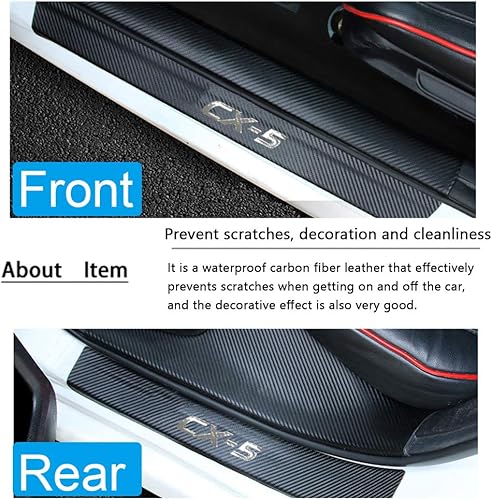 Miniatura 3 de Para Mazda CX-5 CX5 2012-2019 de cuero de fibra de carbono estampado en caliente lámina dorada "CX-5" umbral de puerta de automóvil placa de