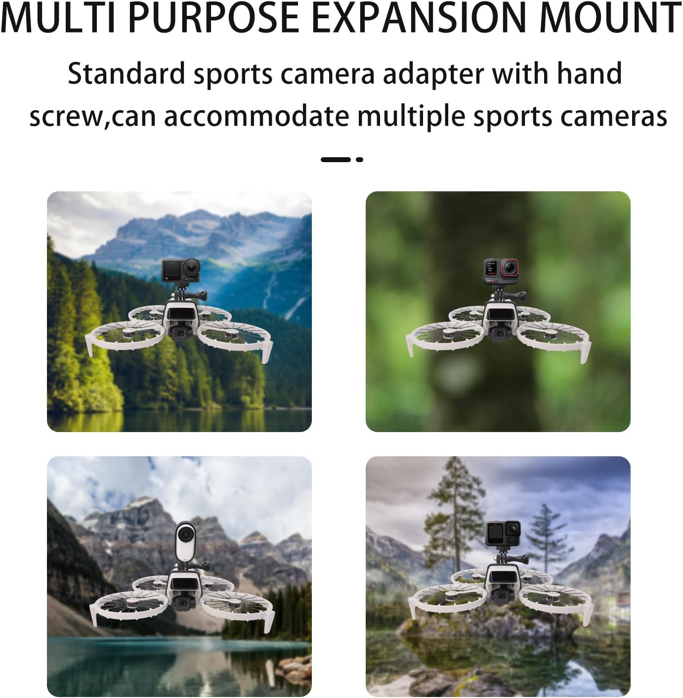 Upper Extension Bracket for DJI Flip Drone Accessories for GoPro 13 10 9,Compatible with Insta360 X5/X4 Air/X3/Ace Pro 2 Action Camera Mounting Drone Top Fixing Adapter Holder