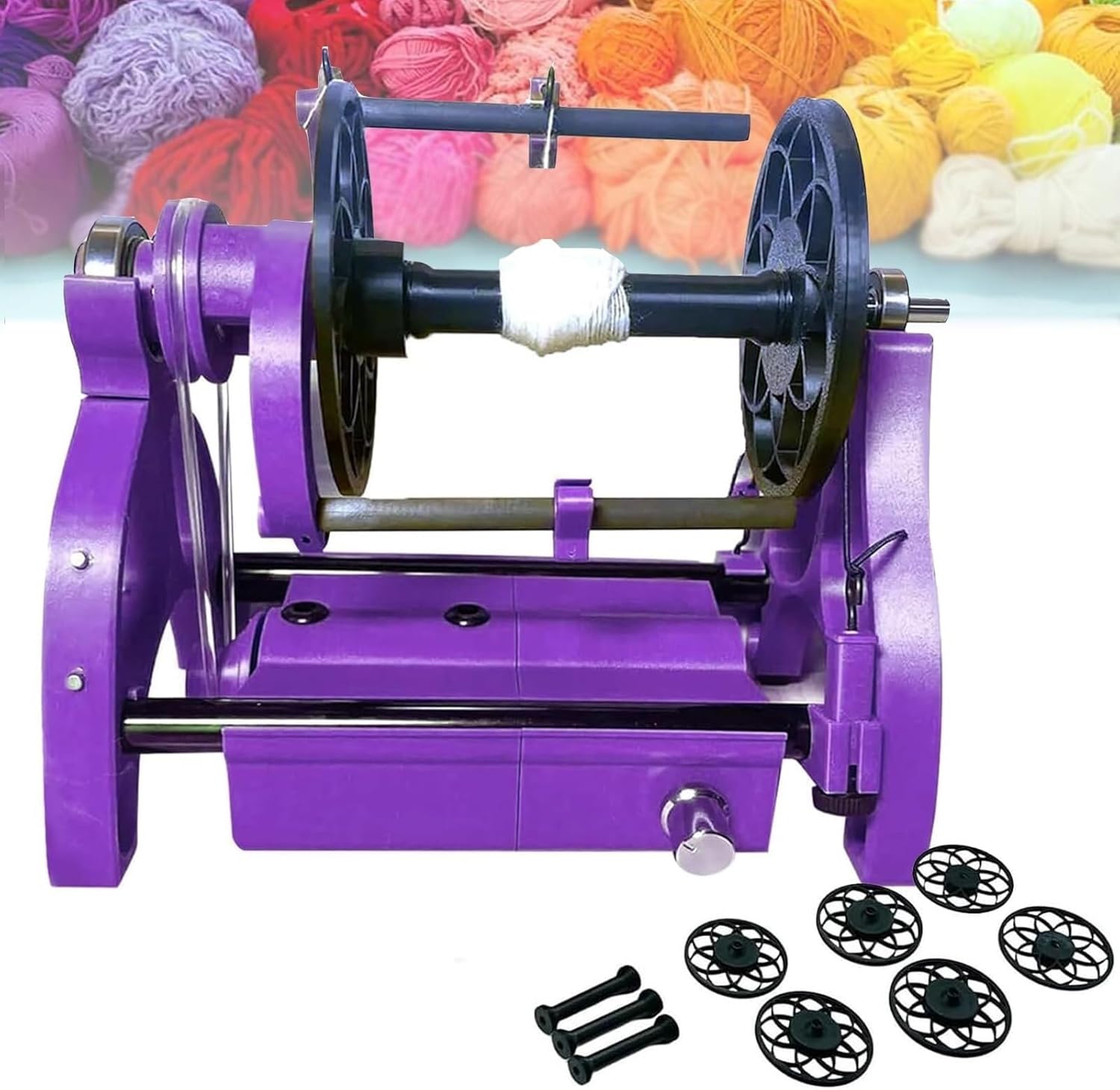 Adjustable Speed Wool Spinner, Automatic Yarn Winding Machine with 3 Small Spools, 800RPM, Forward and Reverse Twisting, Steel Tube Motor, for Yarn Weaving(C)