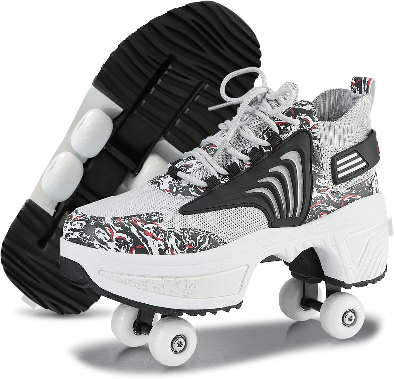 Roller Skate Shoes for Women Kids Roller Shoes Boy Girl Sneakers with Retractable Wheels Breathable Roller Skates Shoes for Christmas Birthday Children Show Gift