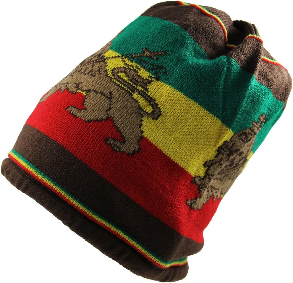 RW Rasta Lion Dread Knit Hats (Brown/Rasta)