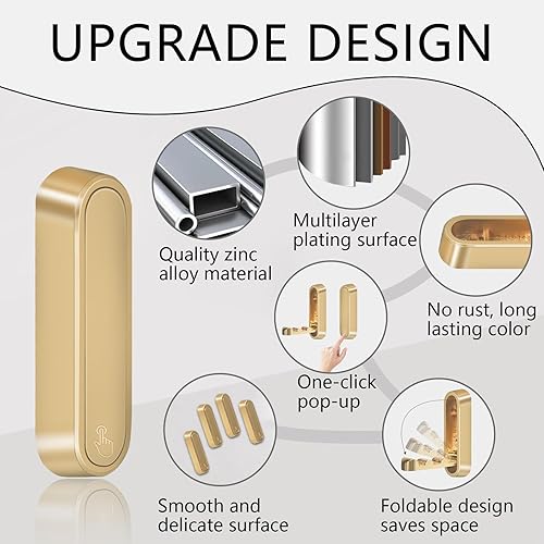 Miniatura 2 de 4 ganchos plegables de pared dorados, ganchos de pared plegables de aleación de zinc resistente, ganchos ocultos plegables para colgar ropa, bolsos,
