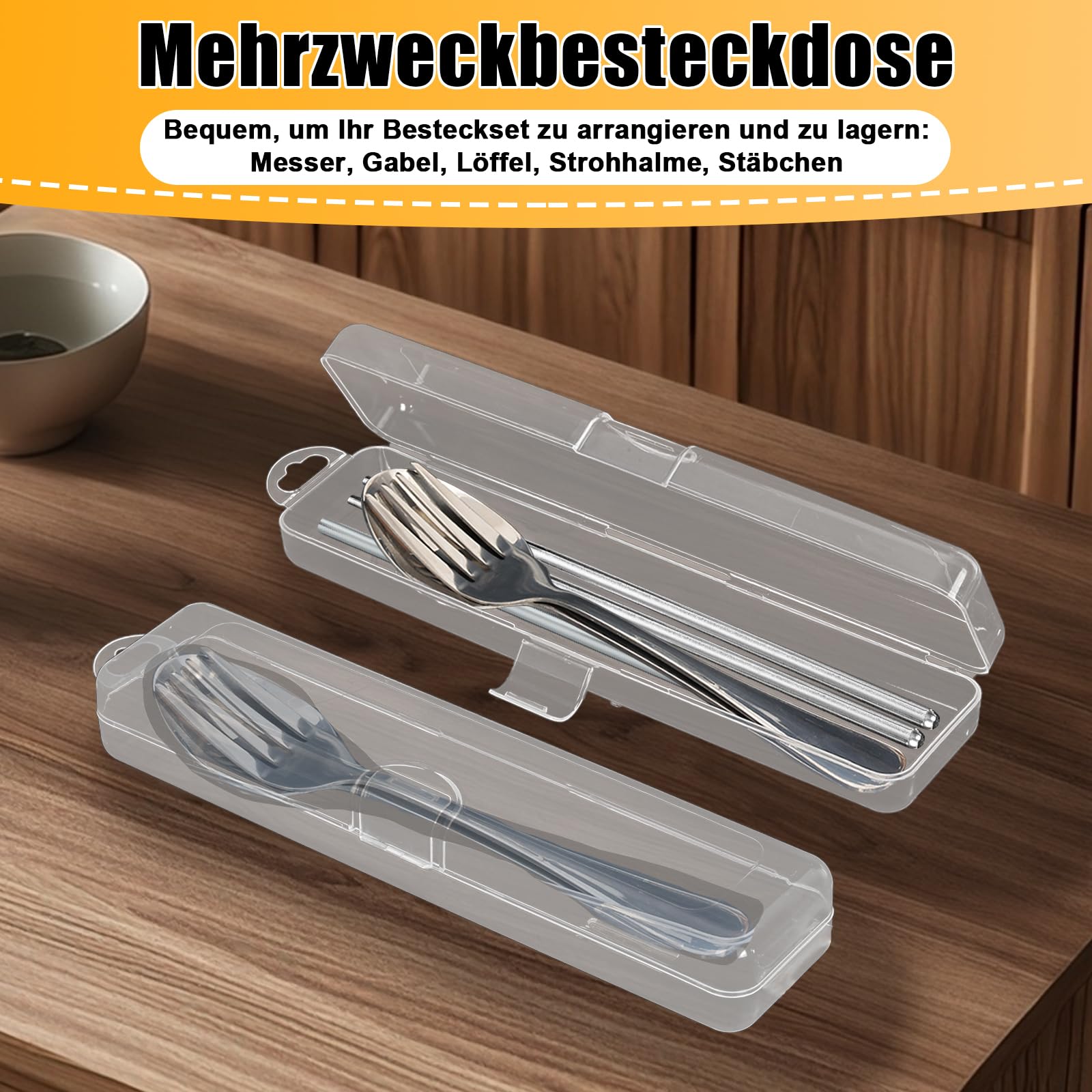 Mnsconkl Besteckbox 3 Stück 27cm, Große Besteckdose für Camping