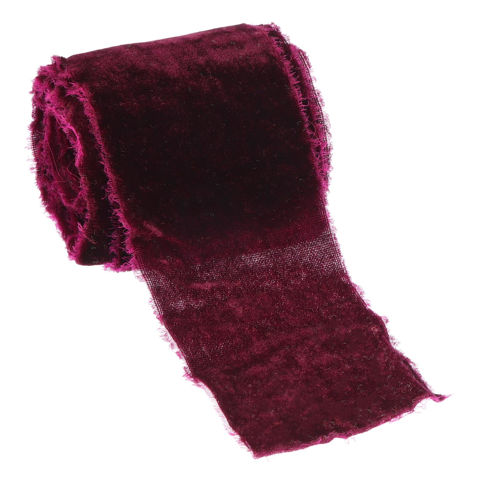 PATIKIL Burgundy Velvet Ribbon, 3 Inch x 3 Yards Frayed Ribbon for Gift Wrapping Fabric for Wreaths Flower Bouquets Bows Wedding Decor