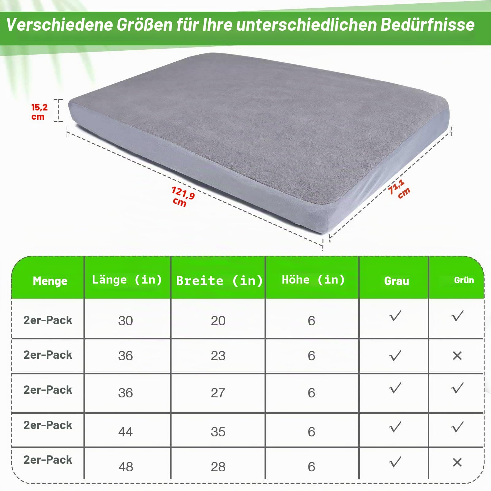 Ersatz-Hundebettbezüge, waschbar, 100% wasserdicht, weich, Grau, 2 Stück, 106,7 x 71,1 cm L