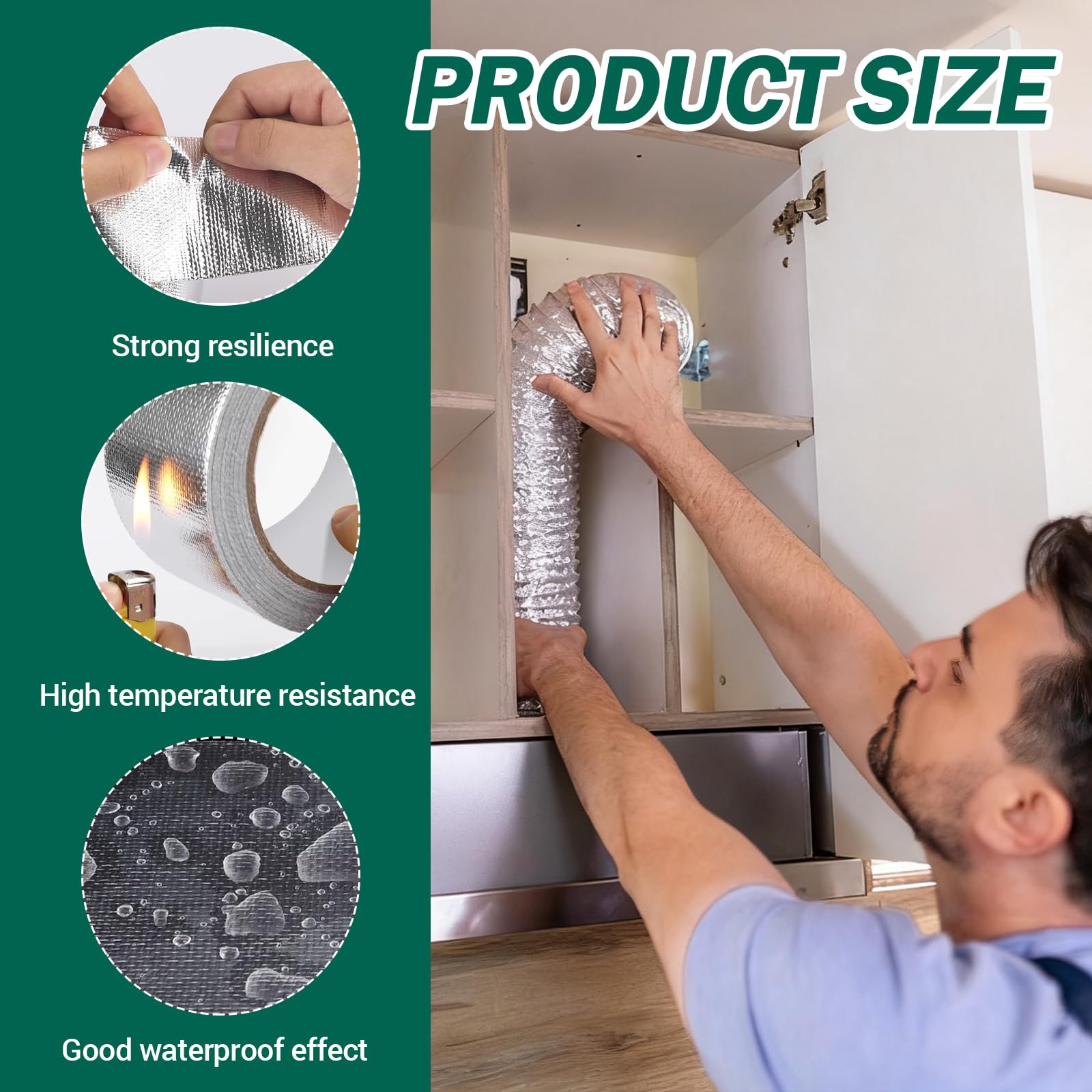 2 unidades de cinta de protección contra el calor, autoadhesiva, 5 m x 5 cm, cinta adhesiva de aluminio para protección contra el calor, tubo de escape con 12 bridas, kit de reparación de escape