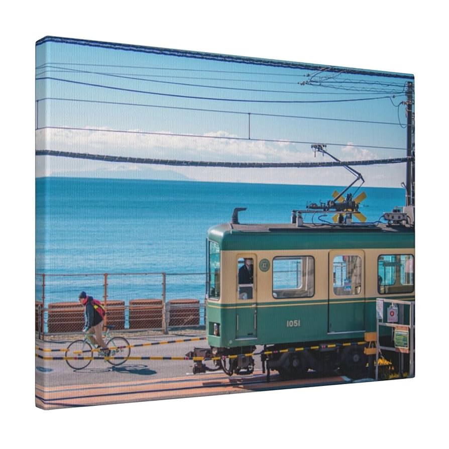 Amazon.co.jp: 日本の風景 江ノ電と踏切-神奈川 アニメ アート