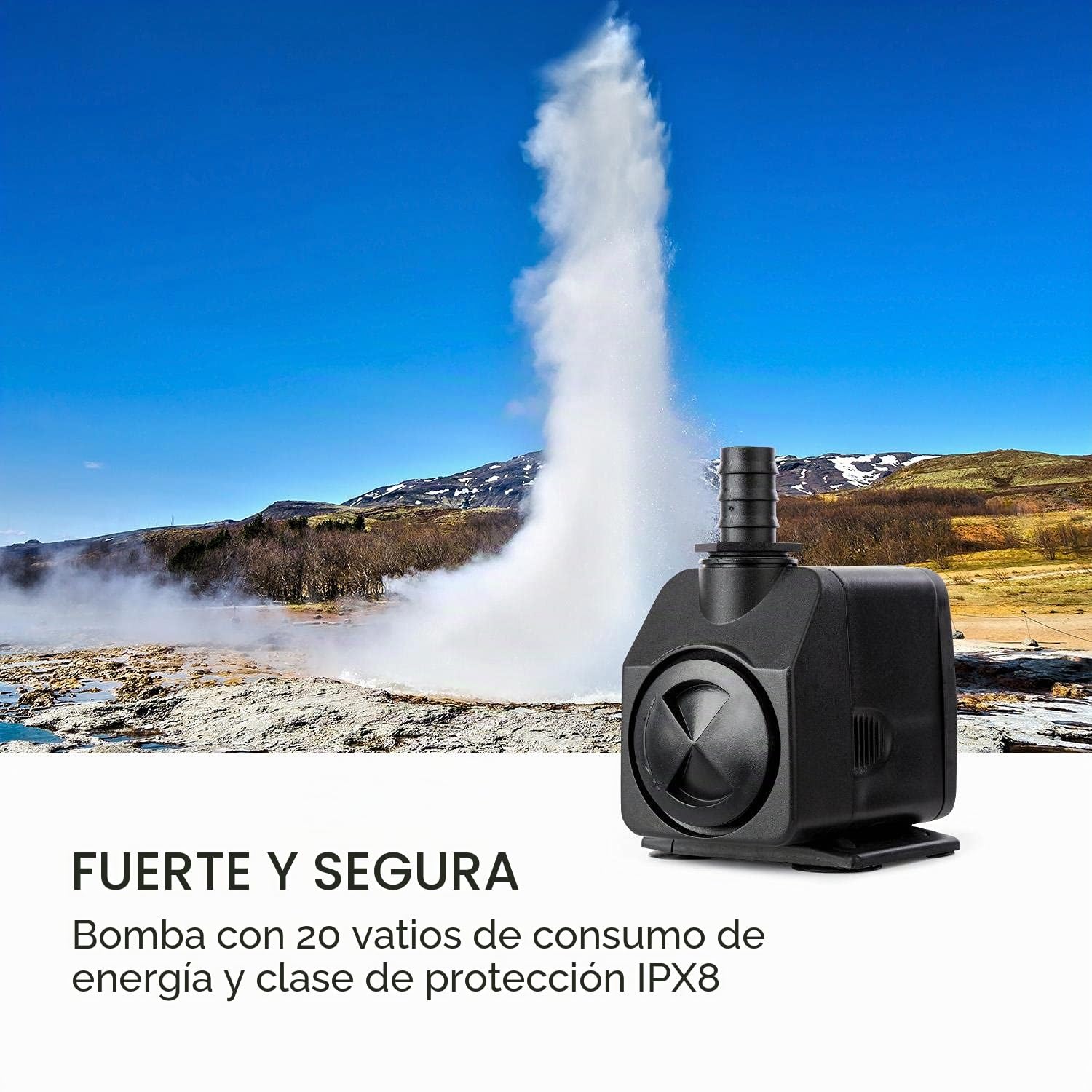 blumfeldt Bloomingstone - Fuente Decorativa, Maceta en Parte Superior, para Interiores y Exteriores, Potencia 20 W, hasta 1200 L/h, Circuito Cerrado, Iluminación LED, Zinc, 51 x 83 x 35 cm, Blanco