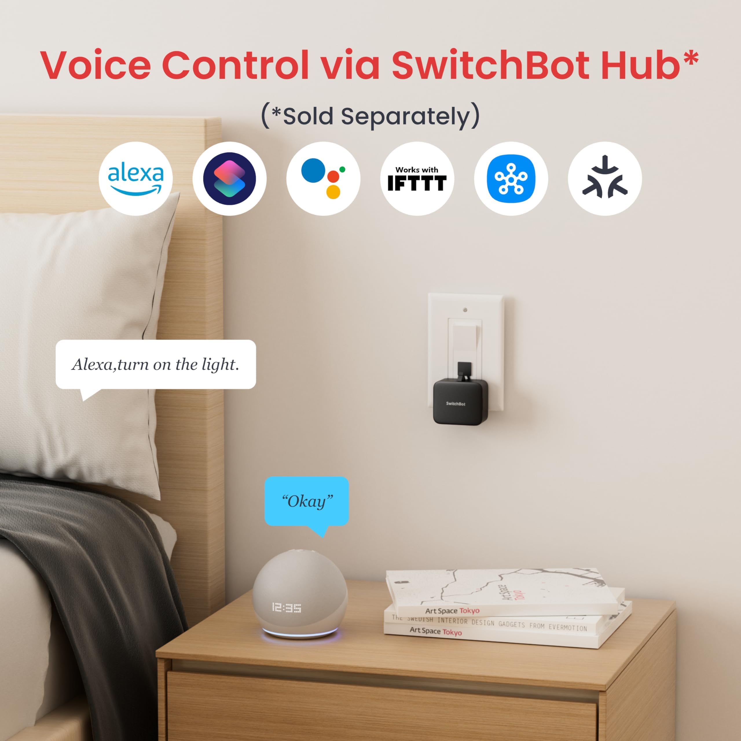 SwitchBot Smart Bluetooth Switch Toggle (Wiederaufladbar) - Fingerbot für Schalter, 1,0kgf, USB-C, App-Timer, fügen Sie Hub hinzu für Alexa, Siri & Matter, Schwarz