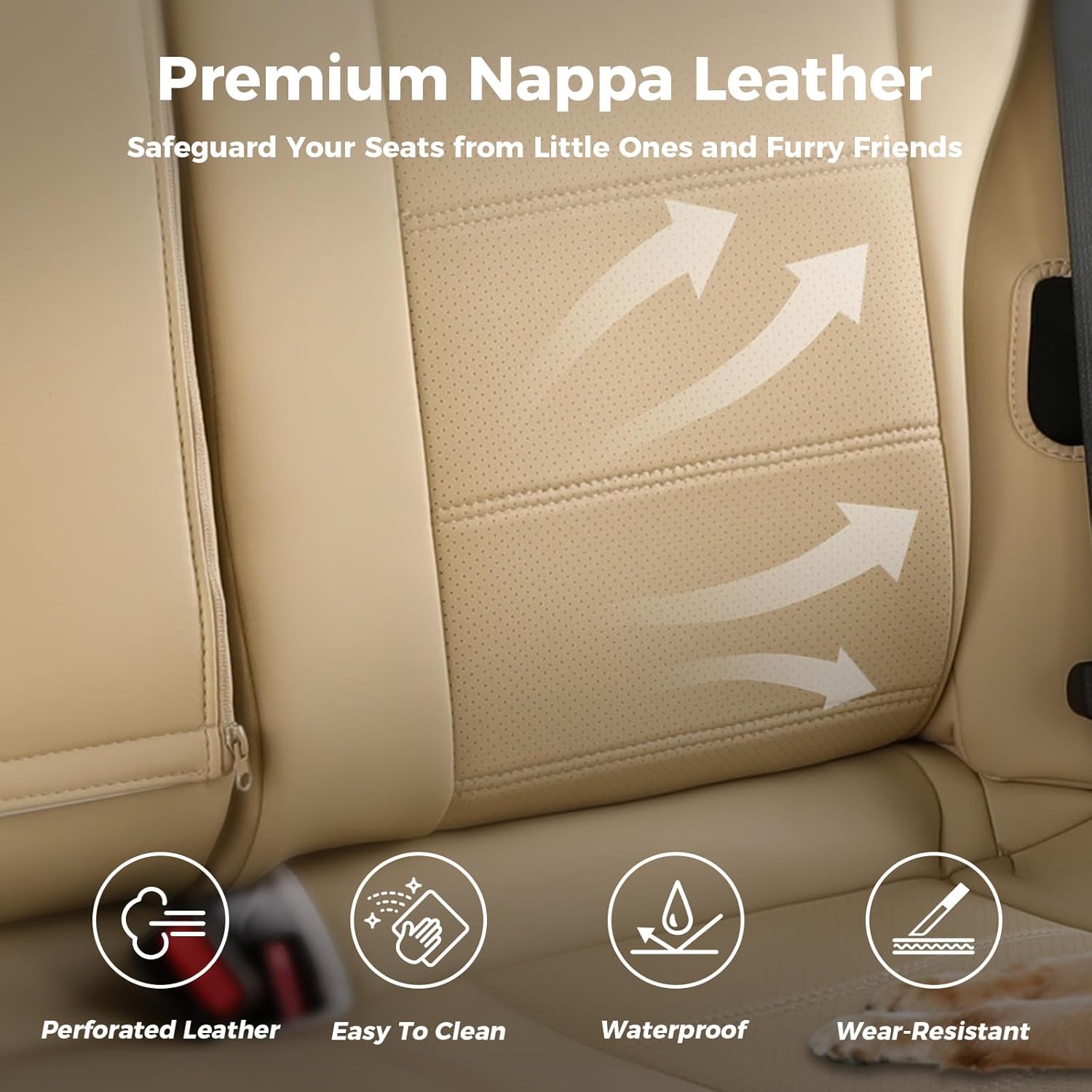 for Outback Seat Covers Full Set - Custom Car Seat Protectors for Outback 2015 2016 2017 2018 2019 Premium Touring Limited,Faux Leather Full Coverage Waterproof Beige