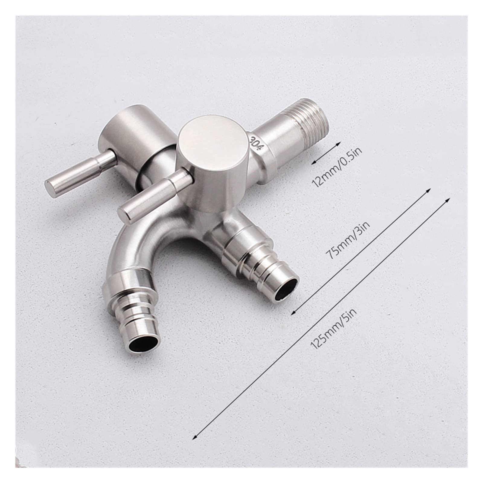 Grifo de acero inoxidable para lavadora, grifo multifuncional de 1 entrada y 2 salidas, grifo doble para jardín, baño, cocina, fregona (A2)