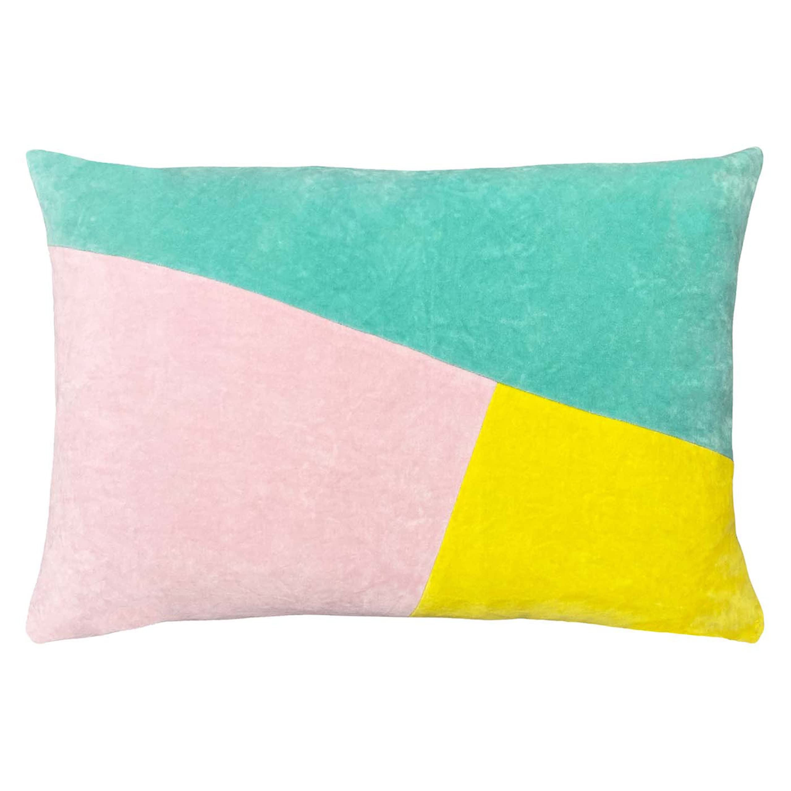 furn. Morella Polyester Filled Cushion, Cotton, Mint/Pink/Lemon