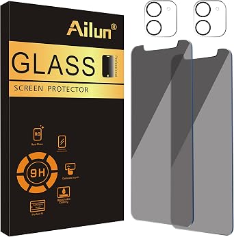 Ailun 2 Pack Privacy Screen Protector for iPhone 11 [6.1 inch] + 2 Pack Camera Lens Protector, Anti Spy Private Tempered Glass Film,[9H Hardness] - HD