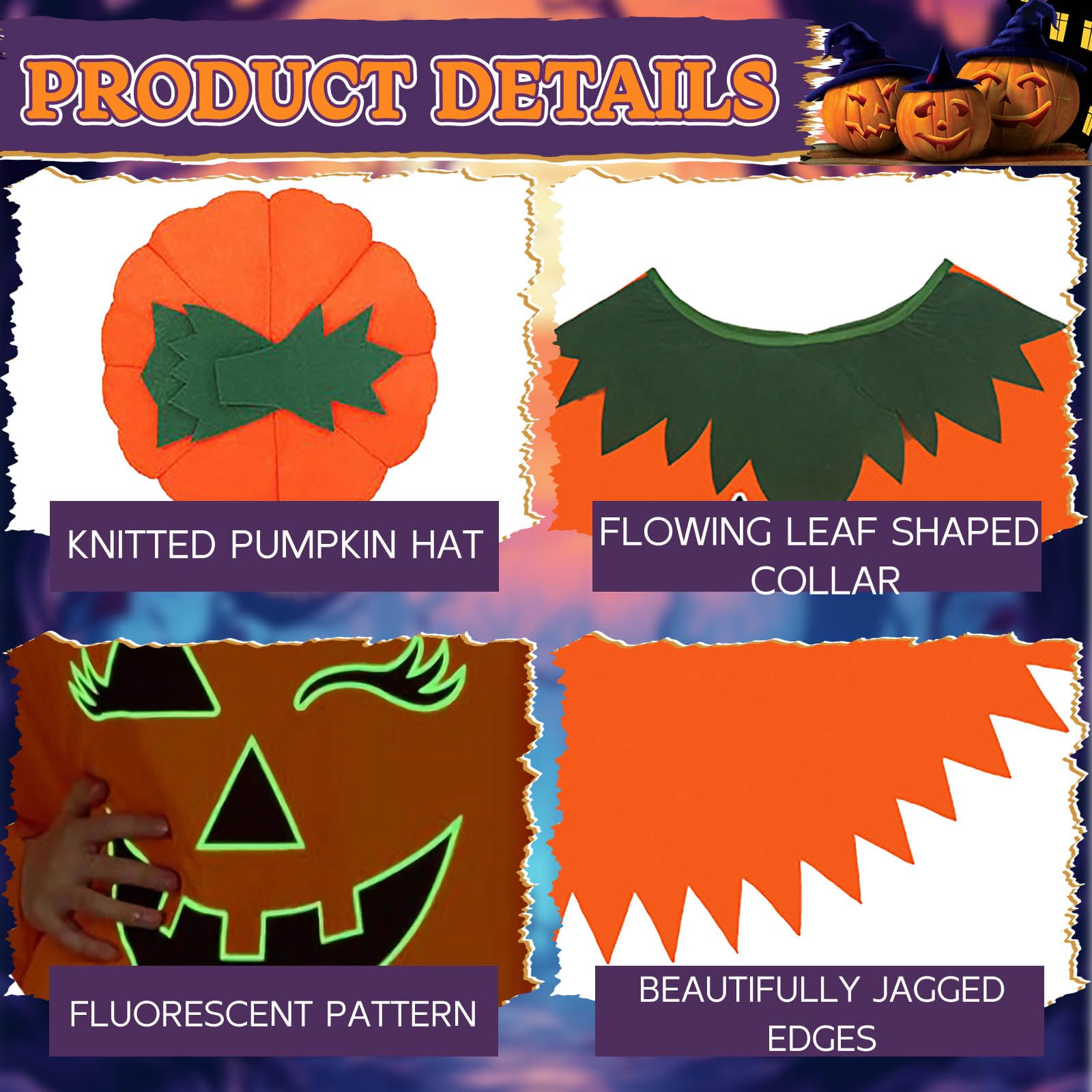 Bagtopia Pumpkin Costume for Adults with Hat Halloween Poncho for Women Men Party Outfit for Halloween Christmas Festival - Image 4